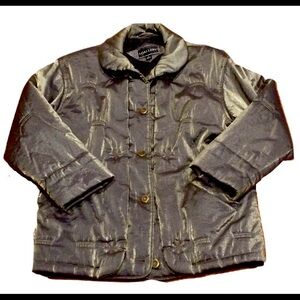 womens sz S J Gallery metallic olive puffer jacket